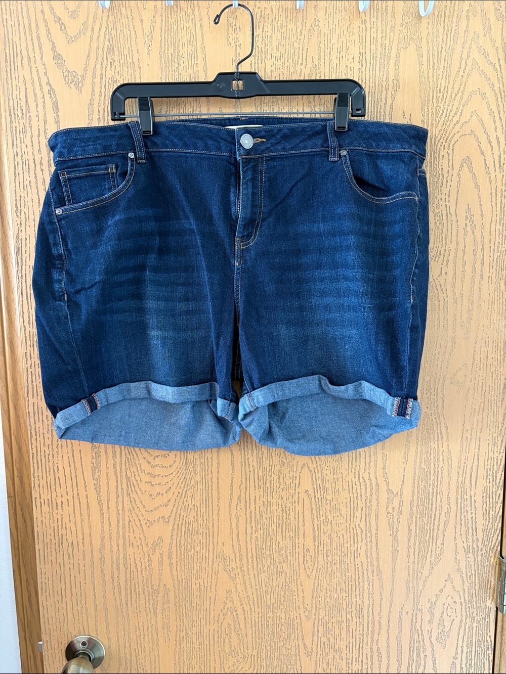 Lane Bryant Dark Blue Rolled Cuff Denim Shorts